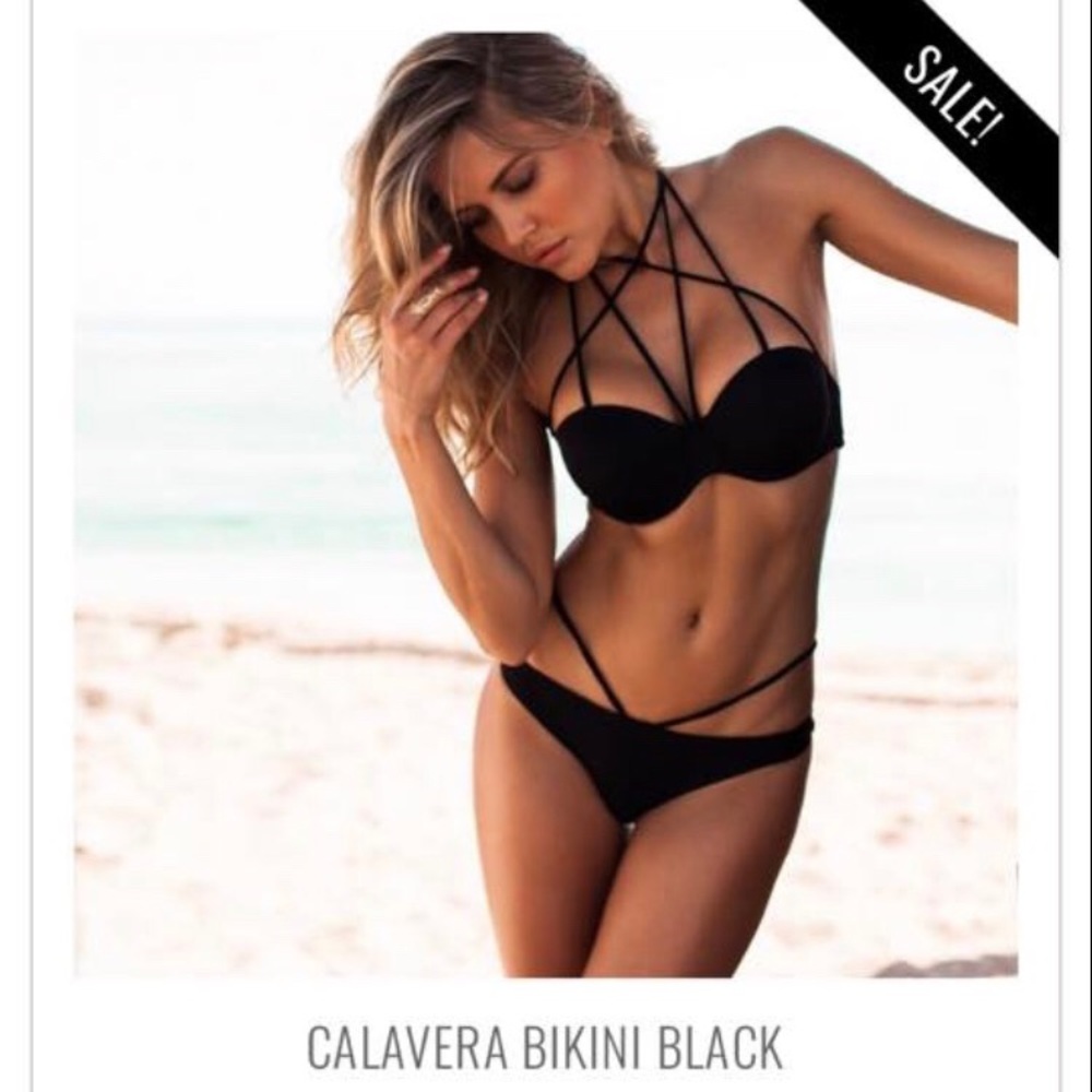 Plumeria Swimwear Calavera Black Bikini Top